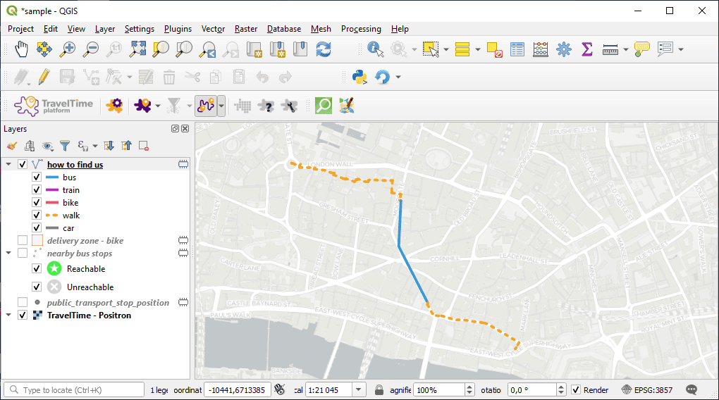 travel time qgis